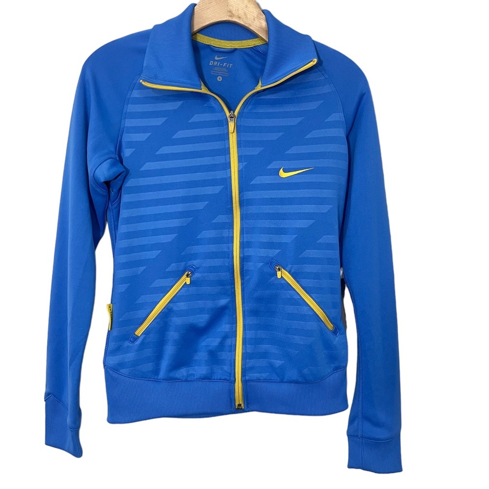 NIKE Dri-Fit Livestrong Women’s Zip Jacket Blue Yellow Small